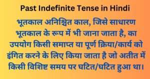 Past Indefinite Tense in Hindi