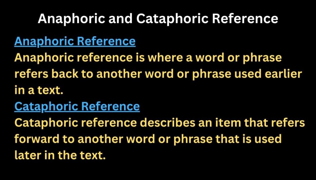 Anaphoric and cataphoric reference