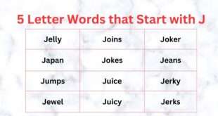 5 Letter Words that Start with J