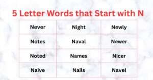 5 Letter Words that start with N