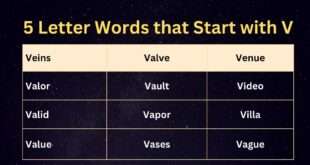 5 Letter Words that Start with V