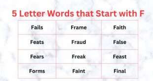 5 Letter Words that Start with F