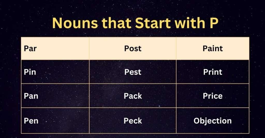 Nouns that start with p