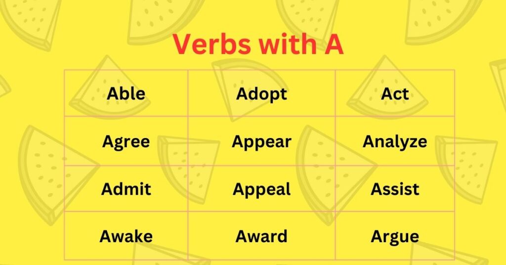 Verbs with A