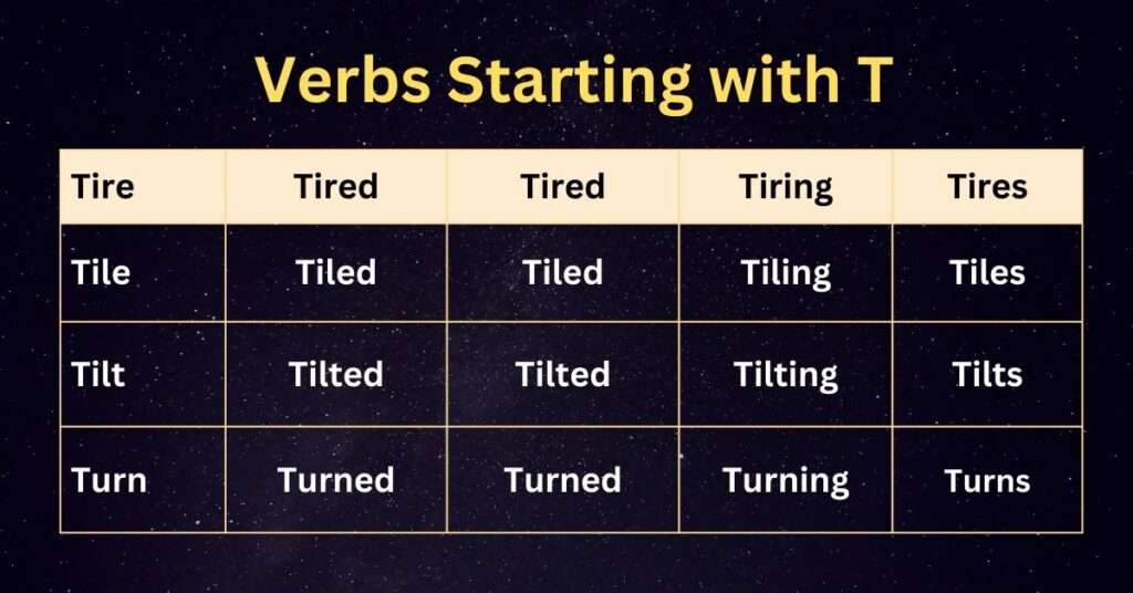 Verbs starting with T