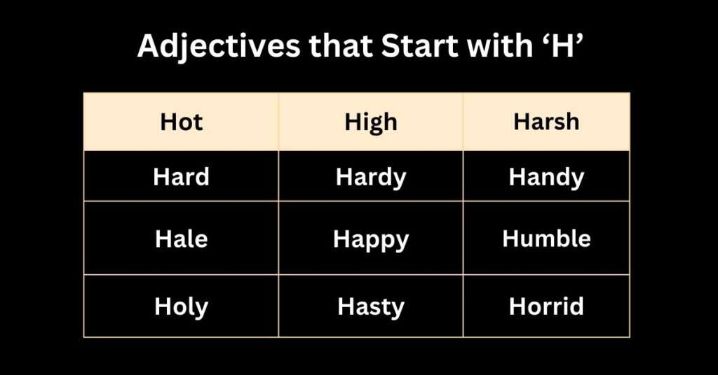 Adjectives that Start with H