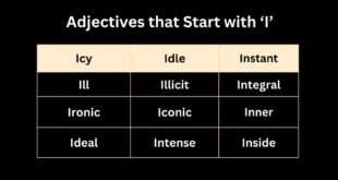 Adjectives that start with I