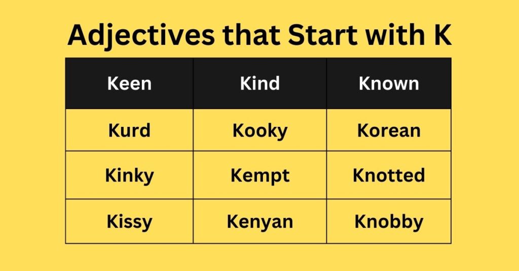 Adjectives that start with K